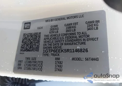 2024 GMC Canyon 4Wd At4X from USA, damaged, VIN 1GTP6EEK5R1146826